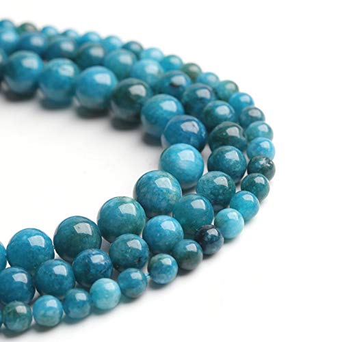 Filluck Naturstein-Perlen, blauer Apatit, 6 mm, poliert, rund, glatt, Edelsteinperlen für Schmuckherstellung, 38,1 cm (blauer Apatit, 6 mm) von Filluck