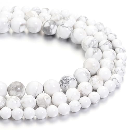 Naturstein Perlen 10mm weiß Howlite Türkis poliert Runde glatte Edelstein Perlen für Schmuck machen 15 Zoll von Filluck