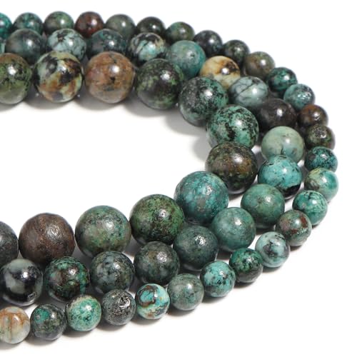 Naturstein Perlen 6mm Afrikanischer Türkis Polierte Runde Glatte Edelstein Perlen für Schmuckherstellung Erwachsene 15 Zoll von Filluck