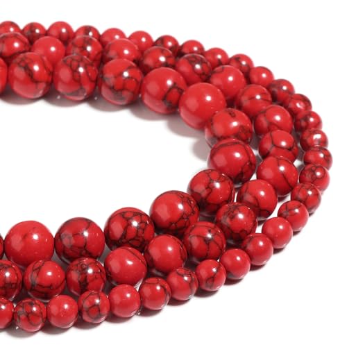 Naturstein Perlen 8mm rot Türkis poliert Runde glatt Edelstein Perlen für Schmuck machen 15 Zoll von Filluck