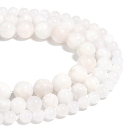 Naturstein Perlen 8mm weißen Mondstein poliert Runde glatte Edelstein Perlen für Schmuck machen 15 Zoll von Filluck