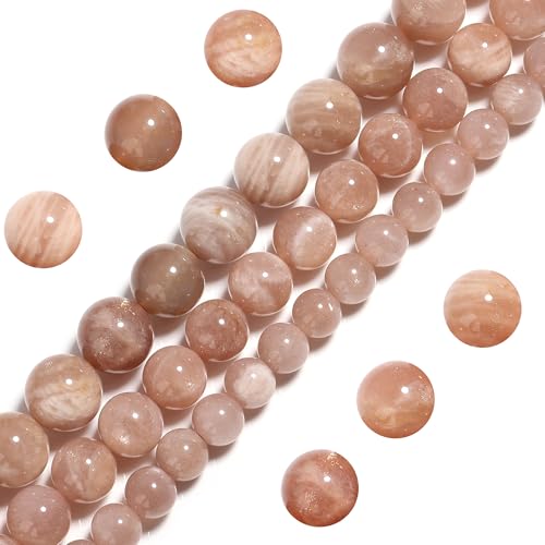 Naturstein Perlen Sonnenstein 10mm poliert Runde glatt Edelstein Perlen für Schmuck machen Erwachsene 15 Zoll von Filluck