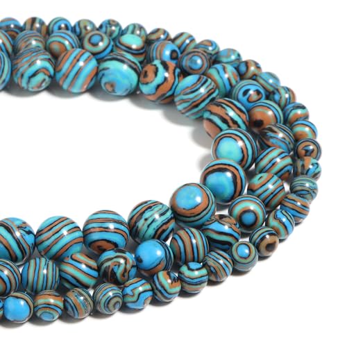 Naturstein Perlen blau Malachit 8mm poliert Runde glatt Edelstein Perlen für Schmuck machen 15 Zoll von Filluck