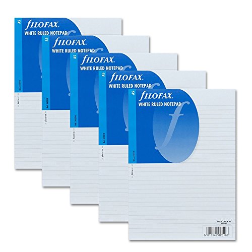 Filofax 342210 Notizblock, A5, liniert, Weiß, 5 Stück von Filofax