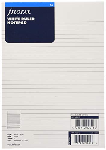 Filofax 342210 Notizblock A5, liniert, weiß von Filofax