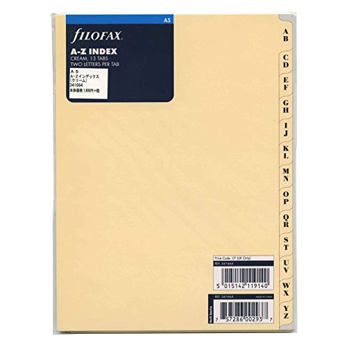 Filofax A-Z-Register zum Nachfüllen, A5, cremefarben, Ref 341664 von Filofax