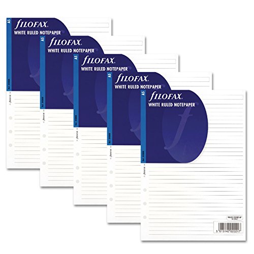 Filofax A5 weiße linierte Notizpapiere, 5 Stück Filofax A5 weiße linierte Notizpapiere, 5 Stück von Filofax