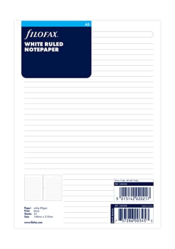 Filofax A5 white ruled notepaper refill von Filofax