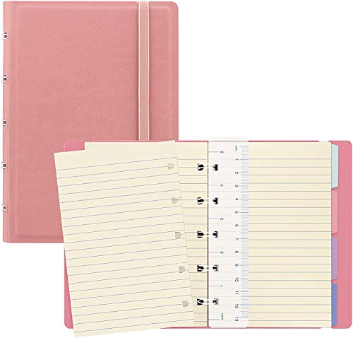 Filofax B115064U nachfüllbares Notizbuch, Taschengröße, 112 cremefarbene bewegliche Seiten Inkl. 4 Indexen (eins mit Tasche), Lesezeichen und Gummibandverschluss, Rosa von Filofax