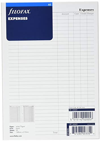 Filofax 340605 Kalenderblatt für die Verwaltung von Ausgaben, A5, weiß (evtl. nicht in deutscher Sprache) Filofax 340605 Kalenderblatt für die Verwaltung von Ausgaben, A5, weiß (evtl. nicht in deutscher Sprache) von Filofax