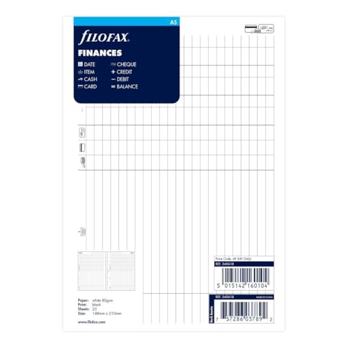 Filofax Refill Insert Finanzen und Aufwendungen A5 Ref 340618 von Filofax