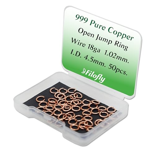 Filofly 999 Offene Biegeringe aus reinem Kupfer, 6,5 mm Außendurchmesser, 4,5 mm Innendurchmesser, 50 Stück von Filofly