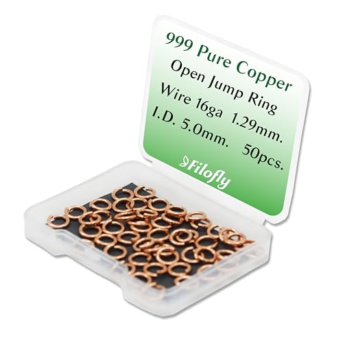 Filofly 999 Offene Biegeringe aus reinem Kupfer, 7,6 mm Außendurchmesser, 5 mm Innendurchmesser, 50 Stück Filofly 999 Offene Biegeringe aus reinem Kupfer, 7,6 mm Außendurchmesser, 5 mm Innendurchmesser, 50 Stück von Filofly