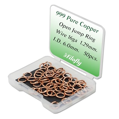 Filofly 999 Offene Biegeringe aus reinem Kupfer, 8,6 mm Außendurchmesser, 6 mm Innendurchmesser, 50 Stück Filofly 999 Offene Biegeringe aus reinem Kupfer, 8,6 mm Außendurchmesser, 6 mm Innendurchmesser, 50 Stück von Filofly