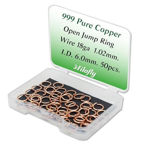 Filofly 999 Offene Biegeringe aus reinem Kupfer, 8 mm Außendurchmesser, 6 mm Innendurchmesser, 50 Stück von Filofly