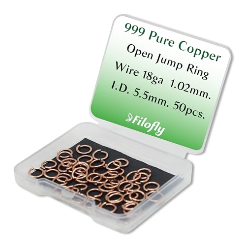 Filofly 999 Offene Binderinge aus reinem Kupfer, 7,5 mm Außendurchmesser, 5,5 mm Innendurchmesser, 50 Stück von Filofly