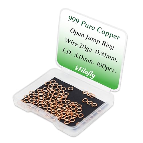 Filofly 999 offene Biegeringe aus reinem Kupfer, 4,62 mm Außendurchmesser, 3 mm Innendurchmesser, 100 Stück von Filofly