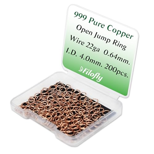 Filofly 999 offene Biegeringe aus reinem Kupfer, 5,28 mm Außendurchmesser, 4 mm Innendurchmesser, 100 Stück Filofly 999 offene Biegeringe aus reinem Kupfer, 5,28 mm Außendurchmesser, 4 mm Innendurchmesser, 100 Stück von Filofly