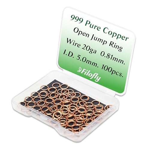 Filofly 999 offene Biegeringe aus reinem Kupfer, 6,62 mm Außendurchmesser, 5 mm Innendurchmesser, 100 Stück von Filofly