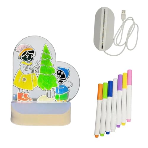 Acryl-Kinder-Zeichenbrett mit warmem Nachtlicht und USB-Kabel für Kinder, kreative Aktivitäten, Weihnachtsdekoration in vertikal, rund und herzförmig (herzförmig) von Filteilect