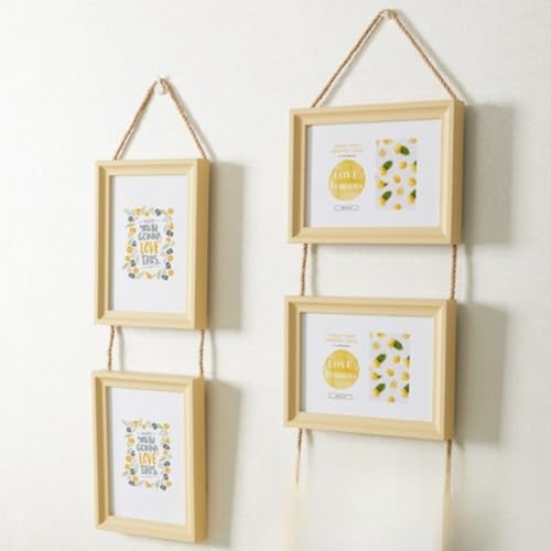 Filteilect Kreativer Doppel-Bilderrahmen für Kinder, Wanddekoration mit Juteseil in Walnuss, Holzmaserung, Weiß und Eichenfarben (E) von Filteilect