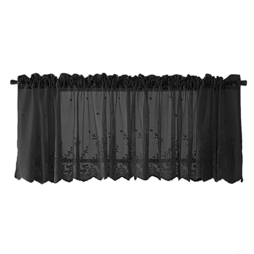 Filteilect Kurze Vorhänge aus Spitzenstoff, die Eleganz in Ihr Zuhause bringen, perfekt für Schlafzimmer und Küche (schwarz) von Filteilect