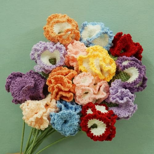Filteilect Nelke, Häkelblume, einzelner Strauß, gestrickte Blume, handgefertigt, Garndekoration, für Zuhause, Hochzeit, Muttertag, Geschenk (Farbverlauf, gelb) von Filteilect