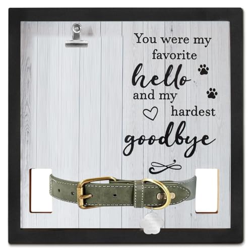 Gedenk-Bilderrahmen aus Holz für Hunde und Katzen, 22,9 x 22,9 cm, Andenken mit Halsbandclip, Schwarz von Filteilect