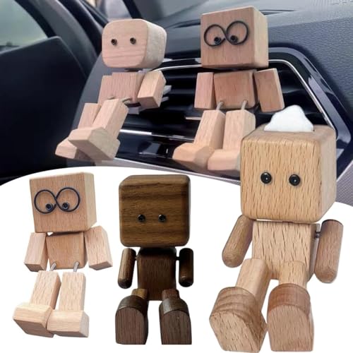 Handgefertigte schüttelnde Holzfigur mit interaktiver Bewegung für Auto-Armaturenbrett und Schreibtisch-Dekor, lustige Schaukelpuppe Ornament (A) von Filteilect