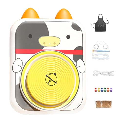 Kinder-Töpferscheiben-Set, USB-Keramikscheibe, Tierform-Geschirr-Set, mit USB-betrieben und Kuh-Design, 35 x 23 x 5,7 cm, für Kinder, Familie, Freunde Kinder-Töpferscheiben-Set, USB-Keramikscheibe, Tierform-Geschirr-Set, mit USB-betrieben und Kuh-Design, 35 x 23 x 5,7 cm, für Kinder, Familie, Freunde von Filvczt