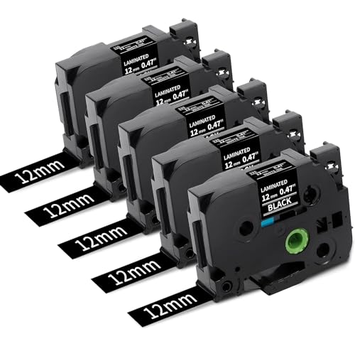 5x Fimax Tech Kompatible mit Brother p touch bänder 12mm 0.47’‘ TZ TZe-335 Tape Cassette Etikettenband für PT-H100LB H105 H107 H101C H100R 1250 D200 E110 Cube, Weiß auf Schwarz, 12mm x 8m, 5 Pack 5x Fimax Tech Kompatible mit Brother p touch bänder 12mm 0.47’‘ TZ TZe-335 Tape Cassette Etikettenband für PT-H100LB H105 H107 H101C H100R 1250 D200 E110 Cube, Weiß auf Schwarz, 12mm x 8m, 5 Pack von Fimax Tech