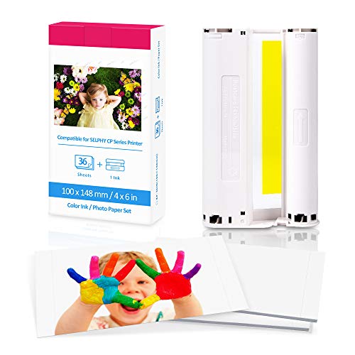 Fotopapier 10x15 Ersatz für Canon Selphy cp1500 CP1300 CP1200 CP910 CP1000 Fotodrucker 1 Patronen und Fotopapier KP-108IN 3115B001(AA) Kompatibel mit Canon Selphy CP, A6 (100 x 148 mm) von Fimax Tech