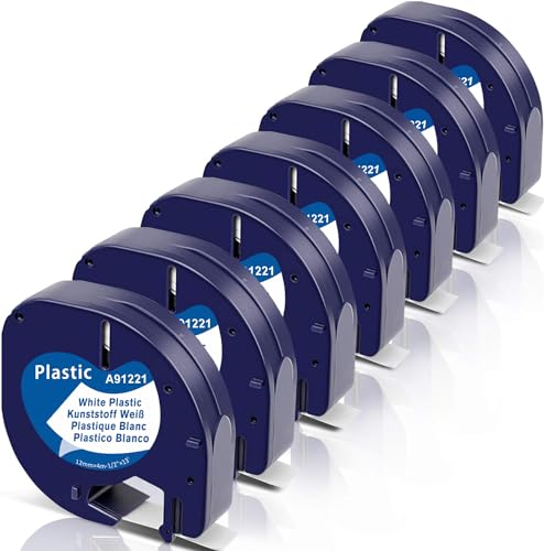 Fimax kompatible Etikettenband als Ersatz für Dymo Band LetraTag Plastic White 12mm x 4m 91221 S0721660 für Dymo Letra Tag LT110T LT100H LT100T QX50 XR XM 2000 Plus Beschriftungsgerät von Fimax Tech
