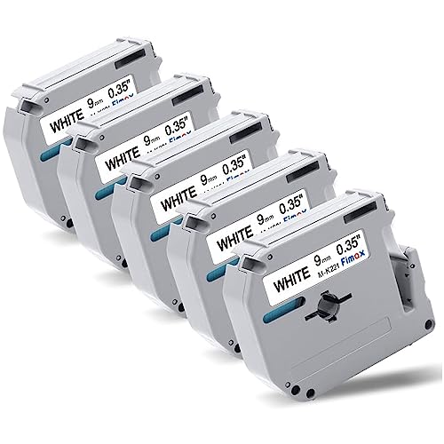 Fimax Kompatibel Schriftband als Ersatz für Brother 9mm M-K221 MK221 M-221 für P-touch PT-100, PT-110, PT-55, PT-65, PT-70, PT-80, PT-85, PT-90 (schwarz auf weiß / 8 m) von Fimax Tech