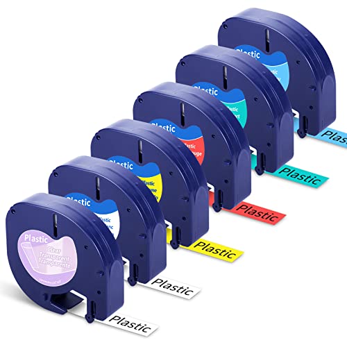 Fimax Letratag XR Etikettenband Kompatible Dymo Letratag Etikettenband Plastic Bänder 12mm x 4m für Dymo Beschriftungsgerät LT-100H LT-100T XR XM 2000 von Fimax Tech