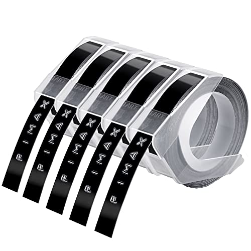 Fimax Kompatible 3D Prägegerät 9mm Schwarz als Ersatz für Dymo Omega Junior Embosser Band Etikettiergerät S0717910 / S0717940 / S0717930, Vinyl-Prägeetiketten von Fimax Tech