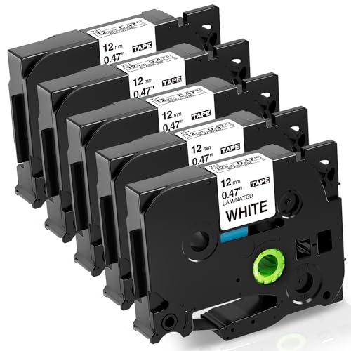 Fimax Tze-231 Beschriftungsgerät Ersatz für Schriftband Brother P-touch Bänder 12mm 0.47 Laminated Tz Tze231 Tape Cassette Schwarz auf Weiß kompatibel mit etikettiergerät Brother PT-H100LB PTH110 H105 von Fimax Tech