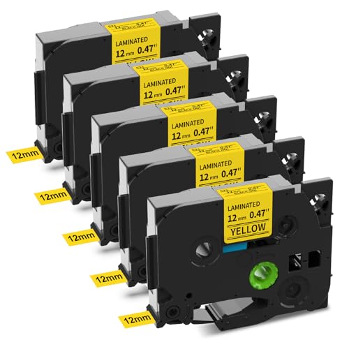 Fimax Kompatible mit Brother p touch bänder TZe-631 tze631 tz-631 tz631 12mm 0.47 Schriftband Schwarz auf Gelb für Brother PT-1000 1010 1080 PT-H105 PT-E110 PT-P300BT PT-H100LB PT-H100R 107B D200BW von Fimax Tech