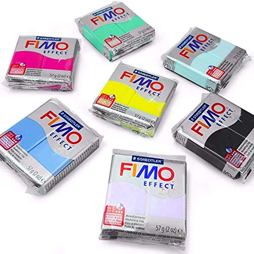 Fimo, Modelliermasse, 57 g, Set mit 7 Teilen, Edelstein Finish von Fimo