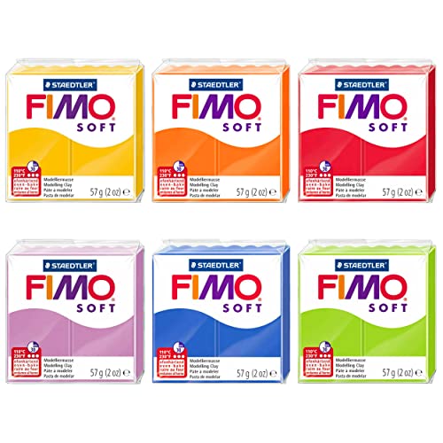 Fimo Modelliermasse für den Ofen aus weichem Polymer – 57 g – Set mit 6 Farben – Frühlingstöne von Fimo