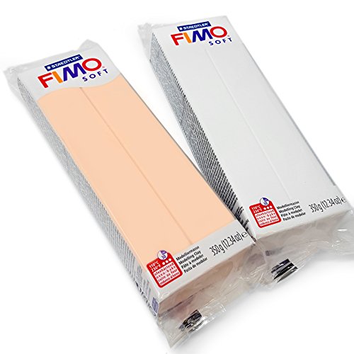 FIMO Soft 350g Polymer Modelling Clay - Oven Bake Clay - White and Flesh Set von Fimo