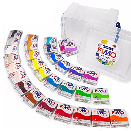 FIMO Soft 57 g Polymer-Modelliermasse zum Backen im Ofen - Set mit 30 Farben in transparentem Aufbewahrungsrohr FIMO Soft 57 g Polymer-Modelliermasse zum Backen im Ofen - Set mit 30 Farben in transparentem Aufbewahrungsrohr von Fimo