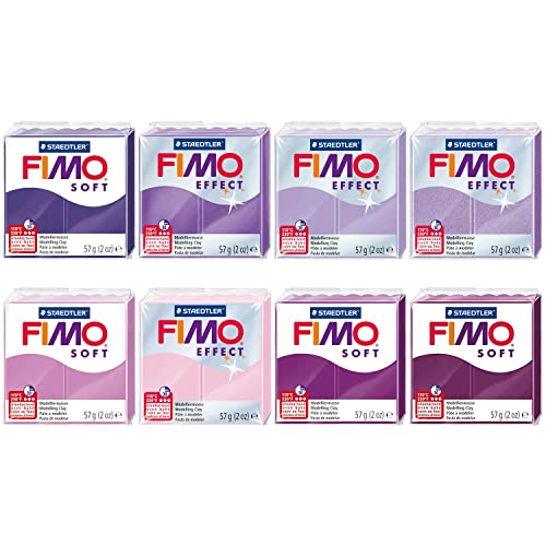 FIMO Soft & Effect Polymer-Modelliermasse, 57 g, Violetttöne, 8 Stück von Fimo