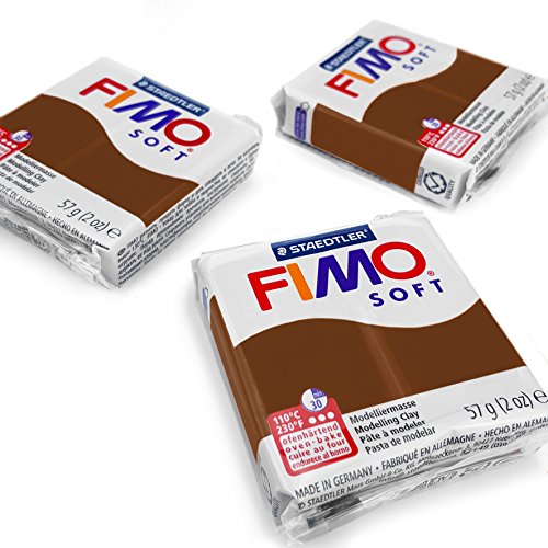 FIMO Weiche Polymer-Ofen-Modelliermasse, 57 g, 3 Stück, Schokoladenbraun von Fimo