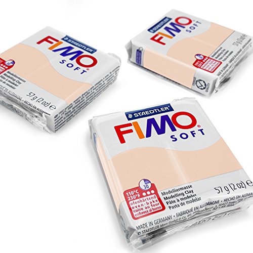 FIMO Weiche Polymer-Modelliermasse, 57 g, 3 Stück, Flesh Light von Fimo