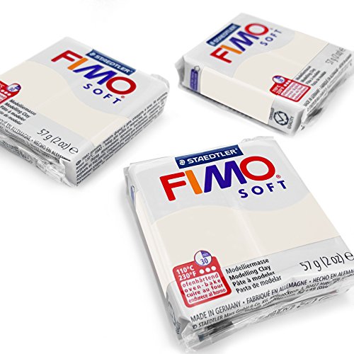 Fimo Modelliermasse, weich, Polymer-Ofen, beliebteste Farben, 57 g, Weiß, 3 Stück von Fimo