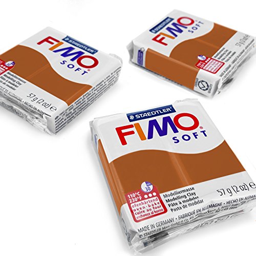 FIMO Weiche Polymer-Ofen-Modelliermasse – die beliebtesten Farben – 57 g – 3 Stück – Karamell von Fimo