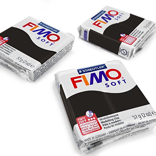 FIMO Weiche Polymer-Ofen-Modelliermasse – die beliebtesten Farben – 57 g – 3er-Set – Schwarz FIMO Weiche Polymer-Ofen-Modelliermasse – die beliebtesten Farben – 57 g – 3er-Set – Schwarz von Fimo