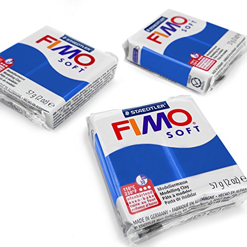 FIMO Weiche Polymer-Ofen-Modelliermasse – die beliebtesten Farben – 57 g – Set mit 3 Stück – Pacific Blue von Fimo