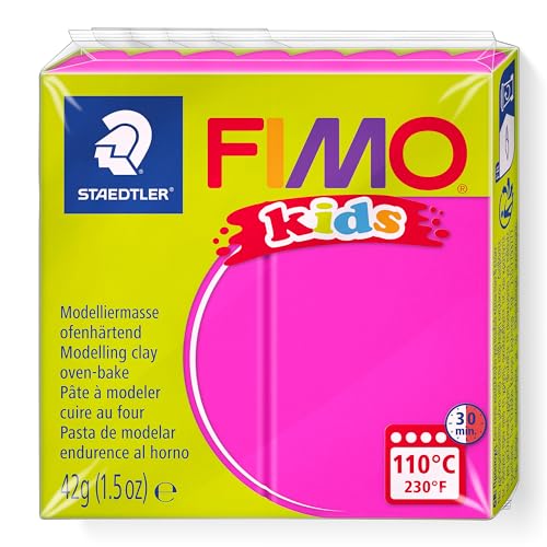 FIMO kids, Modelliermasse zum Modellieren und Kneten, 16 Farben, für Kinder Pink Pink von Staedtler